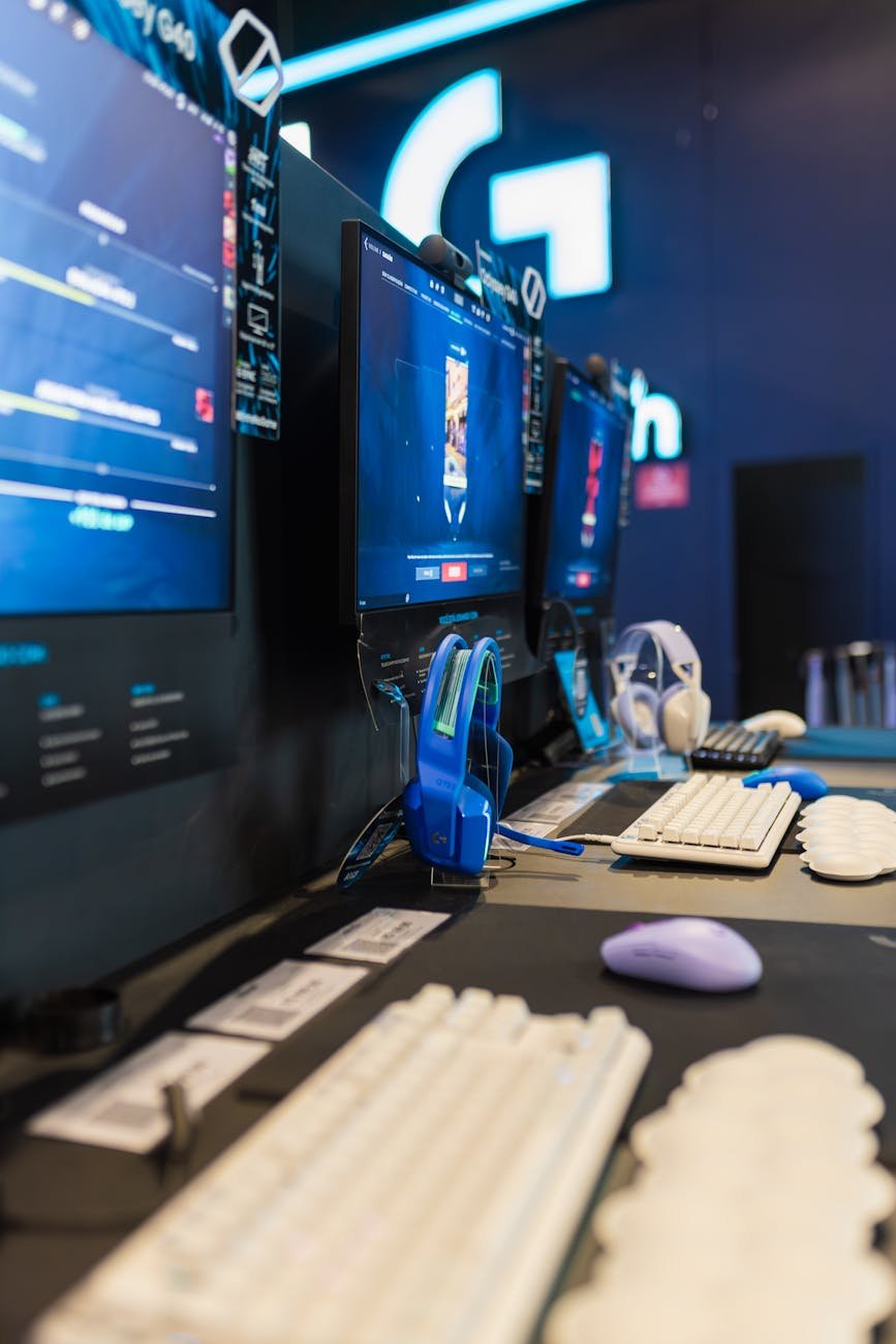 Editorial workspace with gaming setup and notes